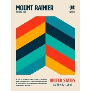 Ilustrace Mount Rainier National Park Travel Poster, Retrodrome, (30 x 40 cm)