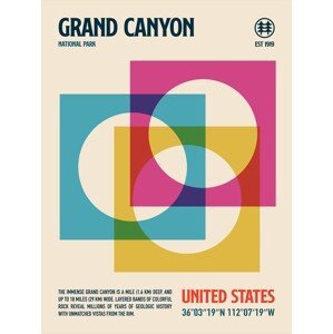 Ilustrace Grand Canyon National Park Travel Poster, Retrodrome, (30 x 40 cm)