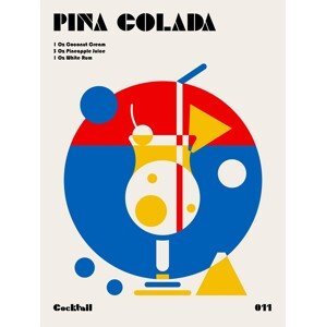 Ilustrace Pina Colada Bauhaus Cocktail, Retrodrome, (30 x 40 cm)