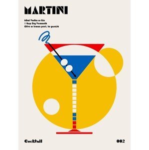Ilustrace Martini Bauhaus Cocktail, Retrodrome, (30 x 40 cm)