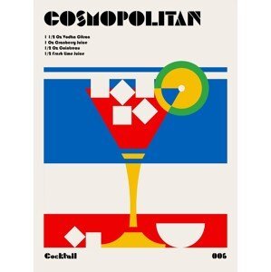 Ilustrace Cosmopolitan Bauhaus Cocktail, Retrodrome, (30 x 40 cm)