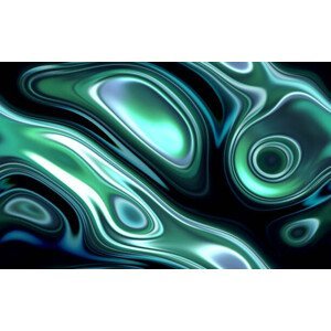 Ilustrace Abstract Vibrant Neon Blue Green Morphing, oxygen, (40 x 24.6 cm)