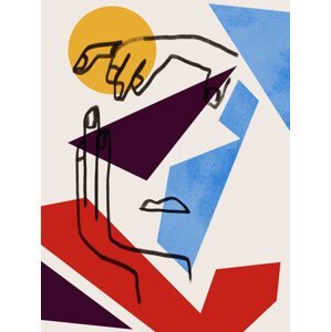 Ilustrace Colorful abstract neoplasticism and cubism art, La Cassette Bleue, (30 x 40 cm)