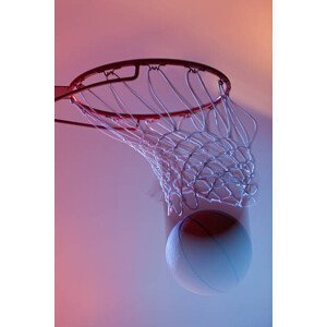 Umělecká fotografie Basketball on rim of hoop, Paul Bradbury, (26.7 x 40 cm)