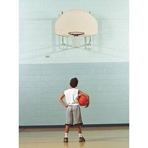 Umělecká fotografie Boy  holding basketball, looking at, PM Images, (30 x 40 cm)