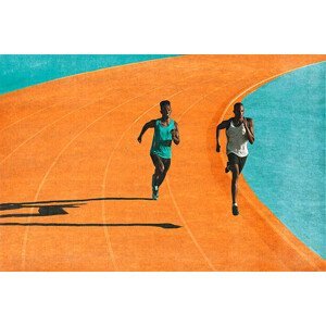 Umělecká fotografie Male runners sprinting on track, Klaus Vedfelt, (40 x 26.7 cm)