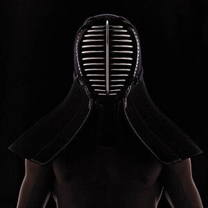 Umělecká fotografie Man wearing aikido mask, backlit, Symphonie, (40 x 40 cm)