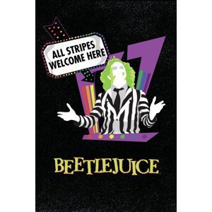 Umělecký tisk Beetlejuice - All stripes welcome here, (26.7 x 40 cm)