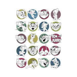 Umělecký tisk Tom & Jerry - Badges, (26.7 x 40 cm)