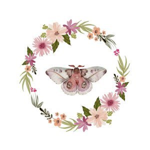 Ilustrace Round frame with watercolor pink flowers, Svetlana Kuzmina, (40 x 40 cm)
