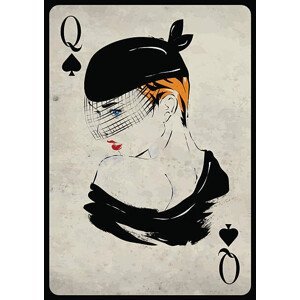 Ilustrace The girl in retro style. Playing card, Verlen4418, (30 x 40 cm)