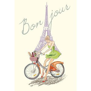 Ilustrace Hello, Paris. Fashion girl on the, glafira, (26.7 x 40 cm)