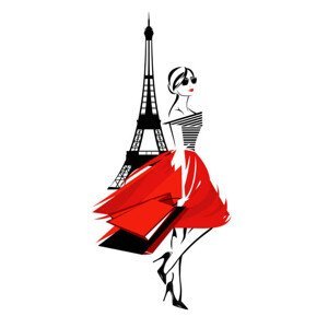 Ilustrace fashion shopping in Paris vector design, Cattallina, (30 x 40 cm)