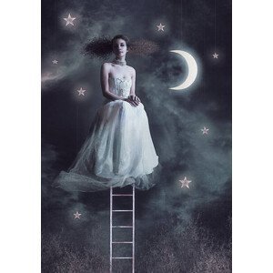 Umělecký tisk Fairy women at night sky, Vizerskaya, (26.7 x 40 cm)