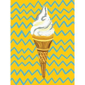 Ilustrace Ice Cream Yellow Zigzag, Alice Straker, (30 x 40 cm)