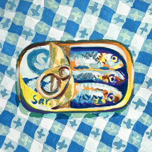 Ilustrace Tin of Sardines, Key and Sea, (40 x 40 cm)