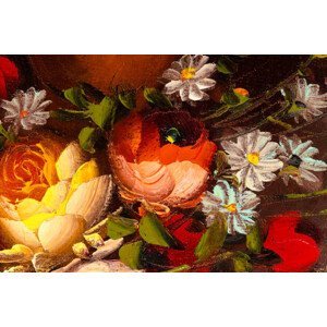 Ilustrace Macro of Still Life with Flowers Oil Painting, Dan Totilca, (40 x 26.7 cm)