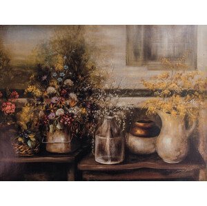 Ilustrace Wildflowers In Old Time Vases Original Painting, JonGorr, (40 x 30 cm)