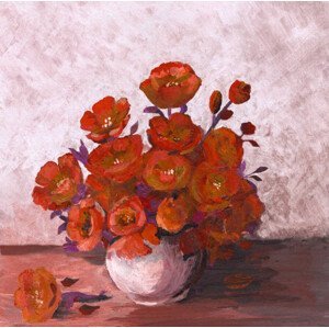 Ilustrace Oil painted bunch of red poppies, mitza, (40 x 40 cm)