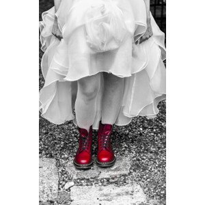 Umělecká fotografie bride in white dress and red amphibians, Brothers_Art, (24.6 x 40 cm)
