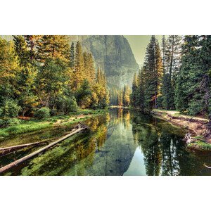 Umělecká fotografie Yosemite Valley Landscape and River, California, zodebala, (40 x 26.7 cm)