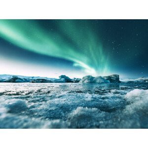 Umělecká fotografie aurora borealis in iceland at jakulsarlon, franckreporter, (40 x 30 cm)
