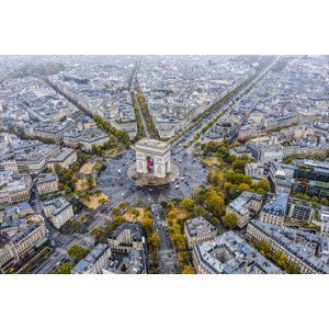 Umělecká fotografie Arc de Triomphe from the sky, Paris, GlobalP, (40 x 26.7 cm)
