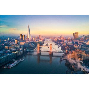 Umělecká fotografie Aerial view of London and the Tower Bridge, heyengel, (40 x 26.7 cm)
