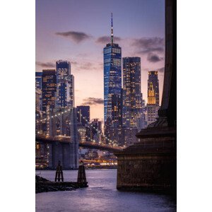 Umělecká fotografie The Brooklyn Bridge, Freedom Tower and, cmart7327, (26.7 x 40 cm)