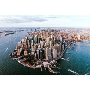 Umělecká fotografie Aerial view of Loser Manhattan skyline,, Alexander Spatari, (40 x 26.7 cm)