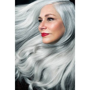 Umělecká fotografie 3/4 profile of woman with long, white hair., Andreas Kuehn, (26.7 x 40 cm)