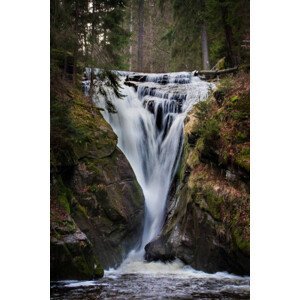 Umělecká fotografie Scenic view of waterfall in forest,Czech Republic, Adrian Murcha / 500px, (26.7 x 40 cm)