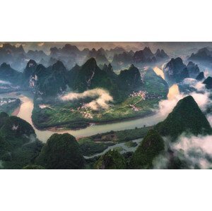 Umělecká fotografie The aerial view at Xianggang hill,, Mekdet, (40 x 24.6 cm)