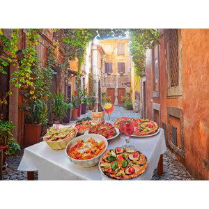Umělecká fotografie Pasta , pizza  and homemade, maroznc, (40 x 30 cm)