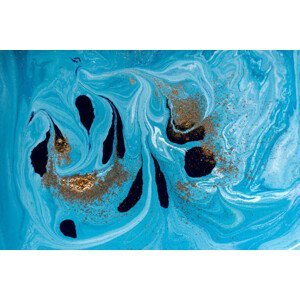 Ilustrace Marbled blue and golden abstract background., anyababii, (40 x 26.7 cm)