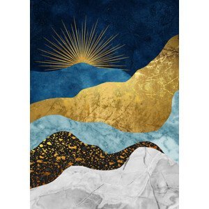 Ilustrace Golden abstract mountain peak art poster., Luzhi Li, (30 x 40 cm)