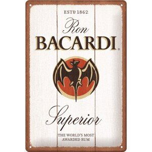 Plechová cedule Bacardi - Superior White Wood, (30 x 20 cm)