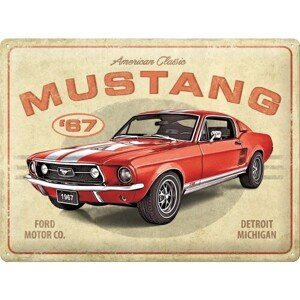 Plechová cedule Ford Mustang - GT 1967 Red, (40 x 30 cm)