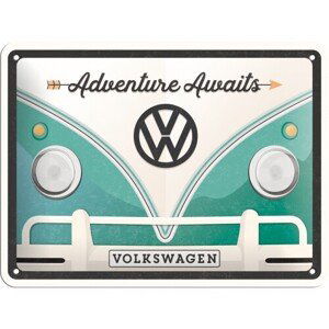 Plechová cedule Volkswagen VW - Adventure Awaits, (20 x 15 cm)