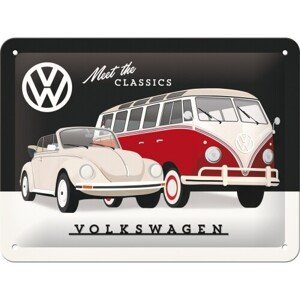 Plechová cedule Volkswagen VW - Mett the Classics, (20 x 15 cm)