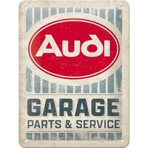 Plechová cedule Audi - Garage Parts & Service, (15 x 20 cm)