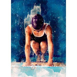 Umělecký tisk Swimmer Sport Art 1, Justyna Jaszke, (30 x 40 cm)