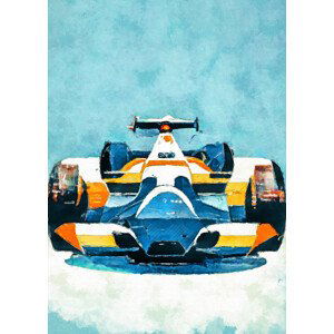 Umělecký tisk Formula 1 blue yellow, Justyna Jaszke, (30 x 40 cm)