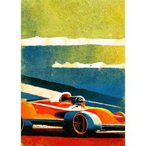 Umělecký tisk Formula 1 orange blue, Justyna Jaszke, (30 x 40 cm)