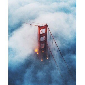 Umělecká fotografie Golden Gate Bridge foggy low, jonathan borruso, (30 x 40 cm)