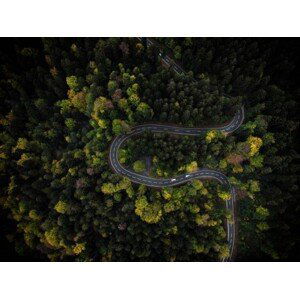 Umělecká fotografie Curvy mountain road winding through a, maphke, (40 x 30 cm)