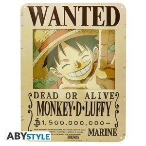 Plechová cedule One Piece - Luffy Wanted New World, ( x  cm)