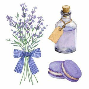 Ilustrace A bouquet of lavender with a, Yurii Sidelnykov, (40 x 40 cm)