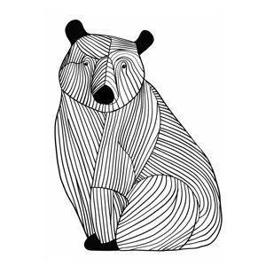 Ilustrace Lines art Bear, Justyna Jaszke, (30 x 40 cm)