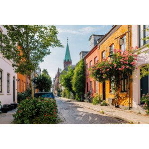 Fotografie Charming street with residential houses and, Alexander Spatari, 40x26.7 cm